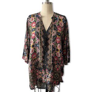 Johnny Was Silk Floral Tunic Blouse | Boho | Size L